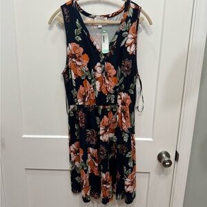 French Grey Navy Floral Dress